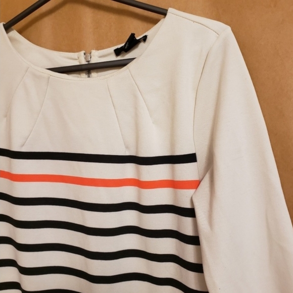 H&M SHIFT DRESS PINK/BLACK  STRIPES CREAM SIZE M - Picture 5 of 7